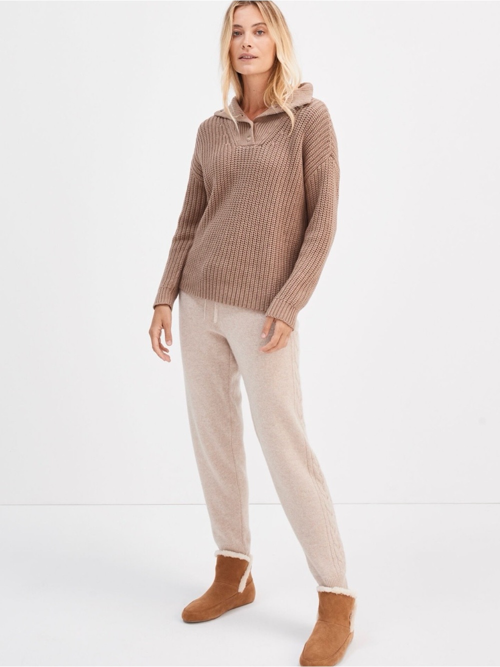 NWOT HavenWell Within off white color Button-Up Mock Neck Sweater
